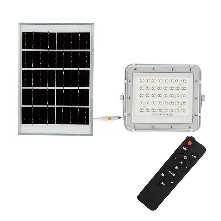 LED Вуличний з регулюванням яскравості прожектор на сонячній батареї LED/10W/3,2V IP65 4000K 6000 mAh білий + пульт дистанційного керування