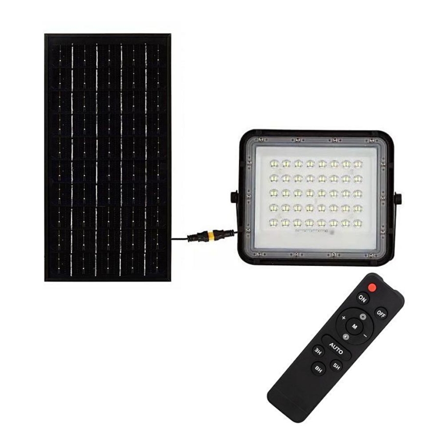 LED Вуличний з регулюванням яскравості прожектор на сонячній батареї LED/10W/3,2V IP65 4000K 6000 mAh чорний + пульт дистанційного керування