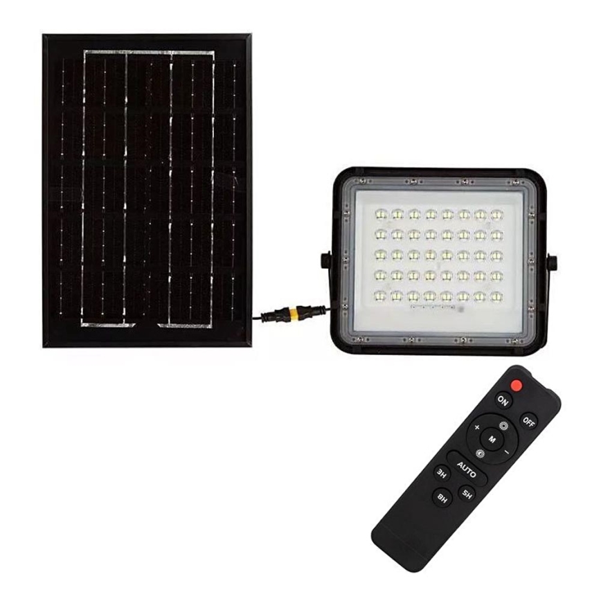 LED Вуличний з регулюванням яскравості прожектор на сонячній батареї LED/6W/3,2V IP65 6400K 5000 mAh чорний + пульт дистанційного керування