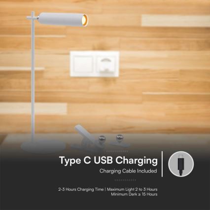 LED з регулюванням яскравості магнітна акумуляторна настільна лампа 3в1 LED/3W/5V 4000K 1500 mAh білий