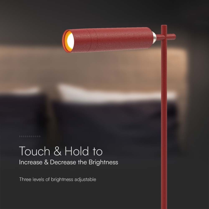 LED з регулюванням яскравості магнітна акумуляторна настільна лампа 3в1 LED/3W/5V 4000K 1500 mAh червоний