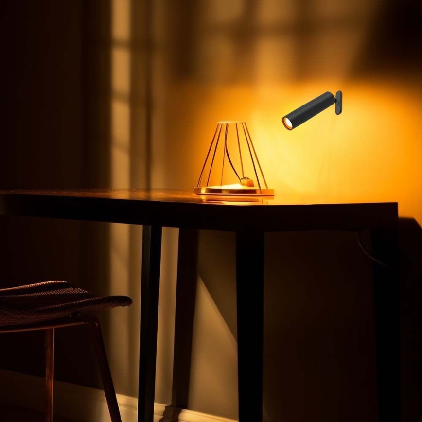 LED з регулюванням яскравості магнітна акумуляторна настільна лампа 3в1 LED/3W/5V 4000K 1500 mAh чорний