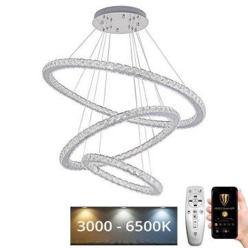 LED з регулюванням яскравості кришталева люстра підвісна LED/210W/230V 3000-6500K срібний + пульт дистанційного керування