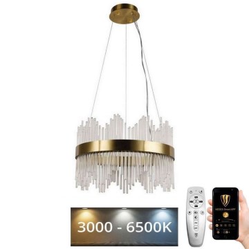 LED з регулюванням яскравості кришталева люстра підвісна LED/70W/230V 3000-6500K золотий + пульт дистанційного керування
