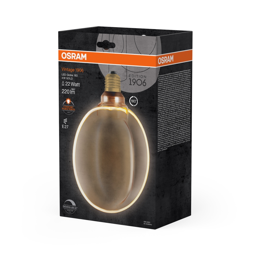 LED затемнювана лампа VINTAGE E27/4W/230V 1800K золотиста - Osram