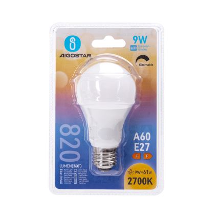 LED затемнювана лампочка A60 E27/9W/230V 2700K - Aigostar