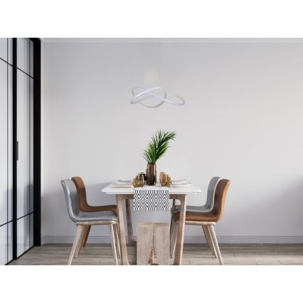 LED затемнювана люстра на тросі LED/85W/230V 3000-6500K Ø 60 см + пульт дистанційного керування