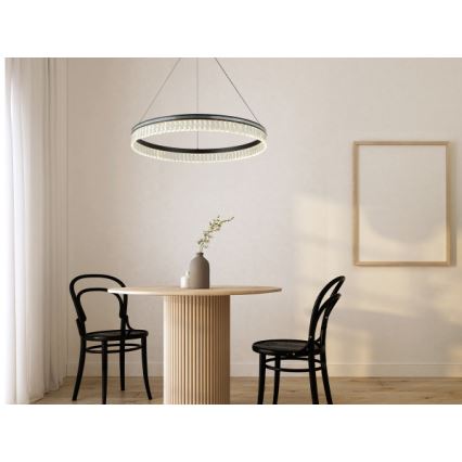 Затемнювана LED кришталева люстра на тросі THALIA LED/55W/230V 3000-6000K діам. 80 cm + пульт дистанційного керування