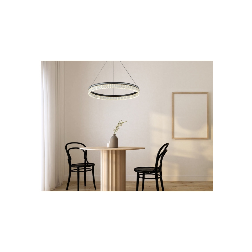 Затемнювана LED кришталева люстра на тросі THALIA LED/55W/230V 3000-6000K діам. 80 cm + пульт дистанційного керування