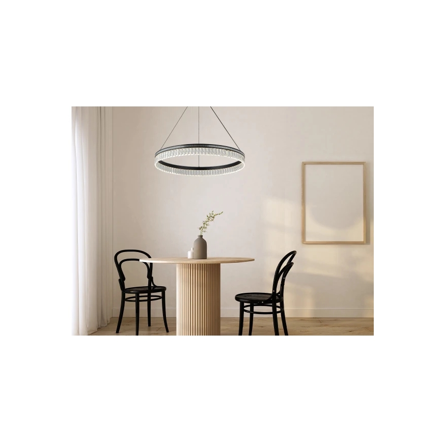 Затемнювана LED кришталева люстра на тросі THALIA LED/55W/230V 3000-6000K діам. 80 cm + пульт дистанційного керування