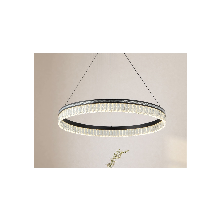 Затемнювана LED кришталева люстра на тросі THALIA LED/55W/230V 3000-6000K діам. 80 cm + пульт дистанційного керування