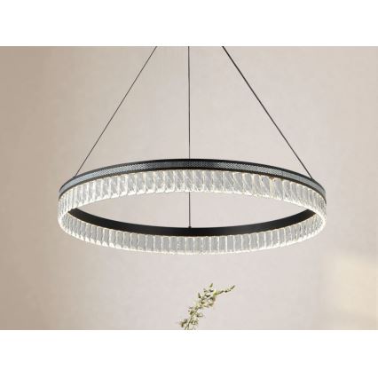 Затемнювана LED кришталева люстра на тросі THALIA LED/55W/230V 3000-6000K діам. 80 cm + пульт дистанційного керування