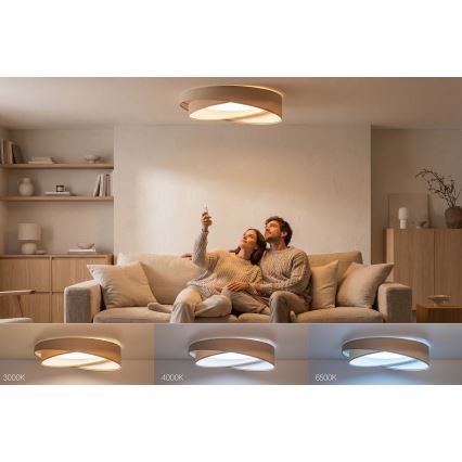 Затемнюваний LED стельовий світильник SMART GALAXY MODERN LED/24W/230V 3000-6500K, діаметр 55 см, бежевий/білий + пульт дистанційного керування