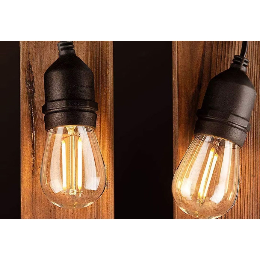 Світлодіодний зовнішній декоративний ланцюг 10xE27/1W/230V 10 м IP65 чорний