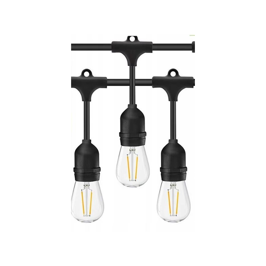 Світлодіодний зовнішній декоративний ланцюг 10xE27/1W/230V 10 м IP65 чорний