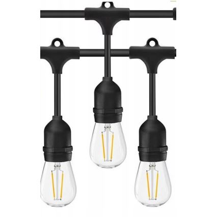 Світлодіодний зовнішній декоративний ланцюг 20xE27/1W/230V 20 м IP65 чорний