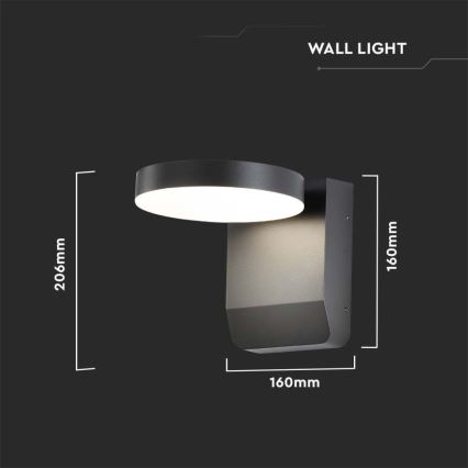 Світлодіодний зовнішній настінний гнучкий світильник LED/17W/230V IP65 4000K чорний