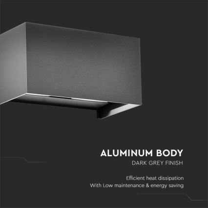 LED зовнішній настінний світильник LED/24Вт/230В 4000K IP65 антрацит