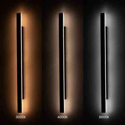LED зовнішній настінний світильник WOW LED/20W/230V 3000/4000/6000K 120 см IP54 чорний