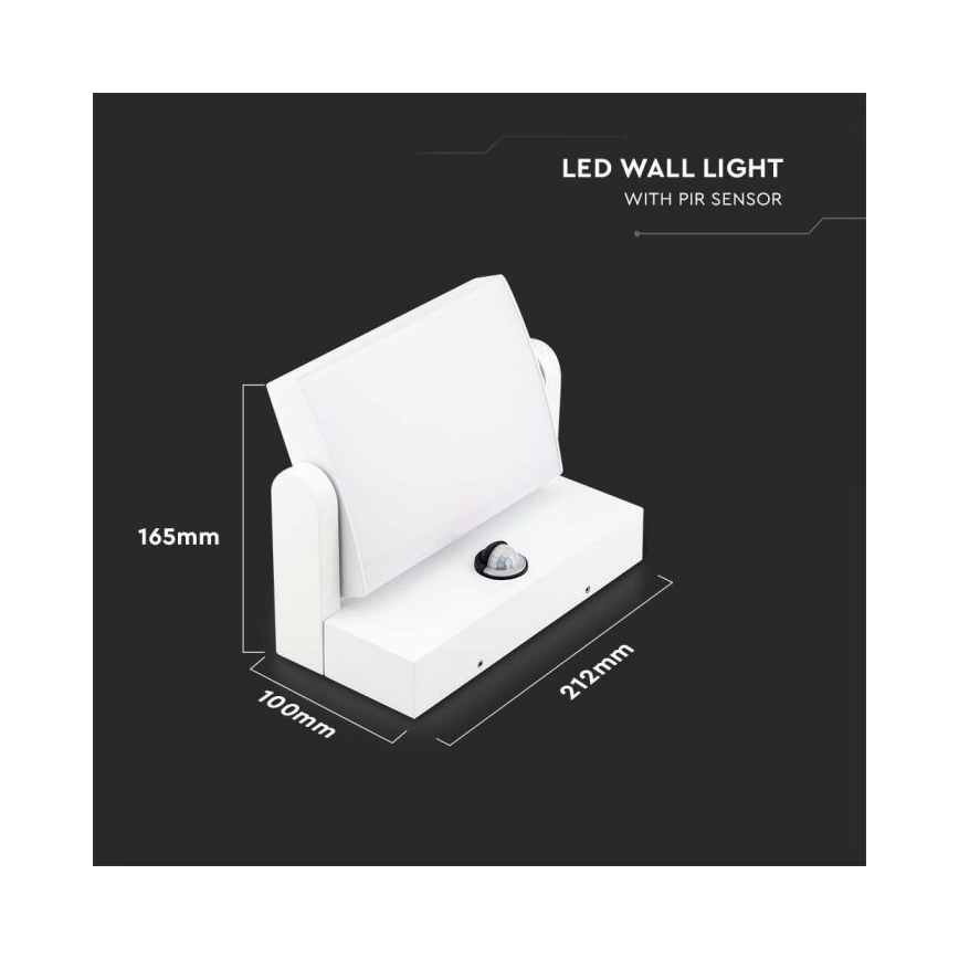 LED Зовнішній настінний світильник з датчиком LED/17W/230V 4000K IP65 білий
