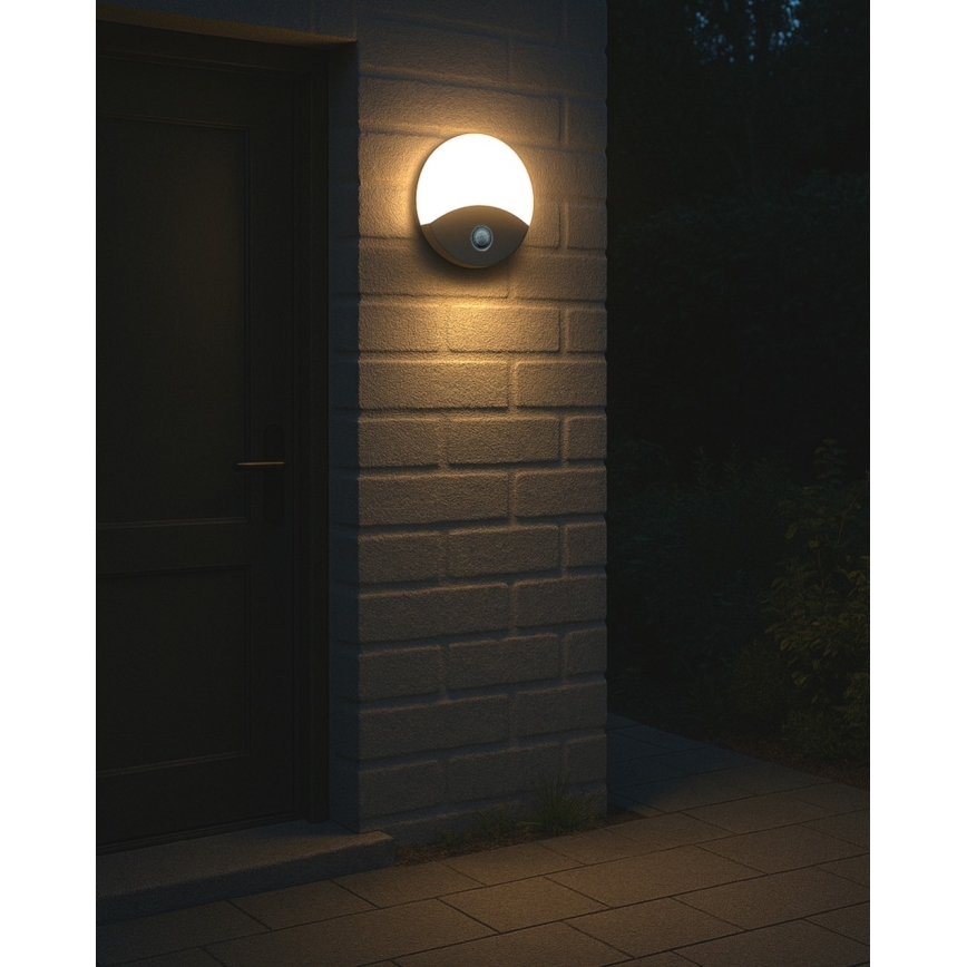 LED зовнішній настінний світильник з датчиком руху LED/18W/230V IP44 білий