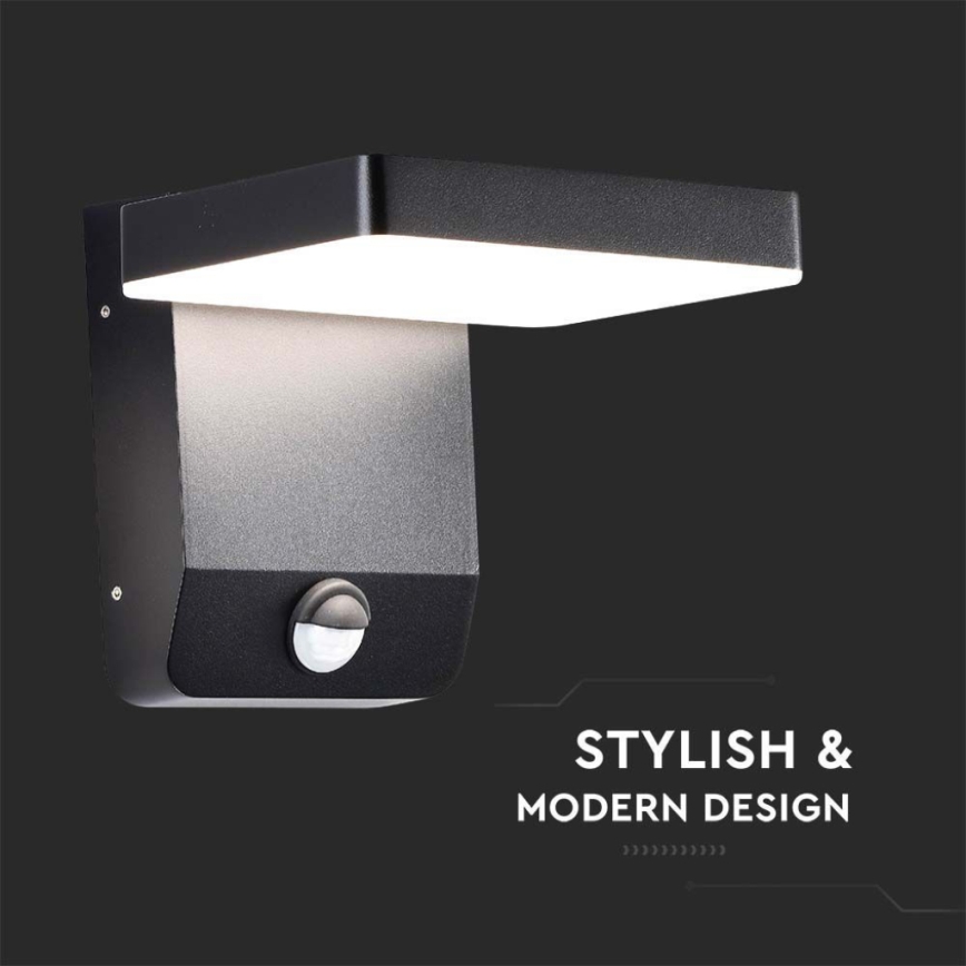 Світлодіодний зовнішній настінний гнучкий світильник із сенсором LED/17Вт/230В IP65 3000K чорний