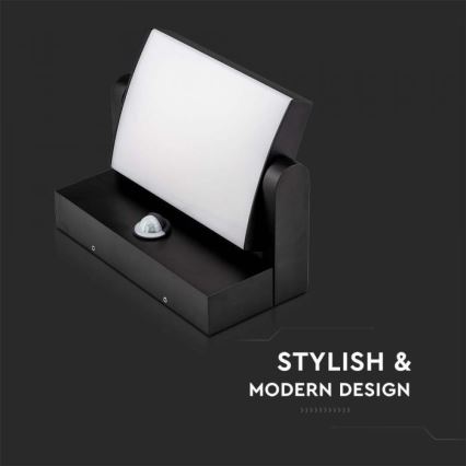 LED Зовнішній настінний світильник із сенсором LED/17W/230V 3000K IP65 чорний