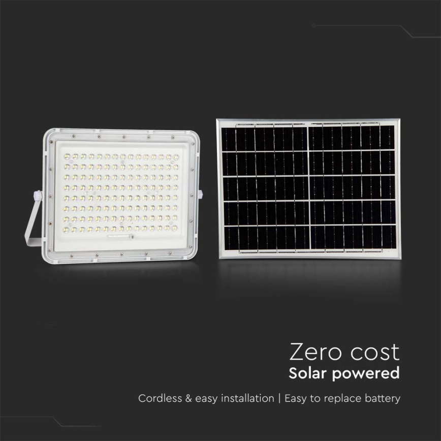 LED Зовнішній сонячний прожектор LED/20W/3,2V 4000K білий IP65 + дистанційне керування
