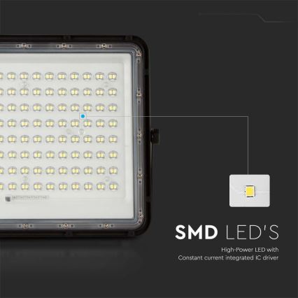 LED Зовнішній сонячний прожектор LED/20W/3,2V 6400K чорний IP65 16000 мАг + дистанційне керування