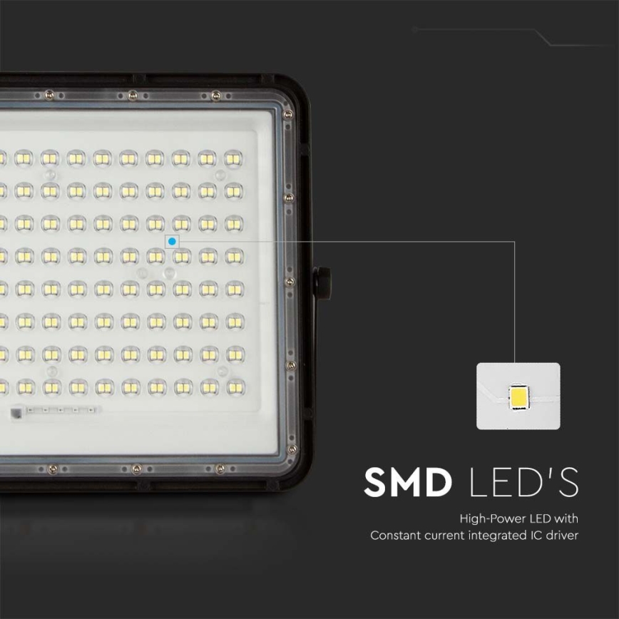 LED Зовнішній сонячний прожектор LED/20W/3,2V 6400K чорний IP65 16000 мАг + дистанційне керування