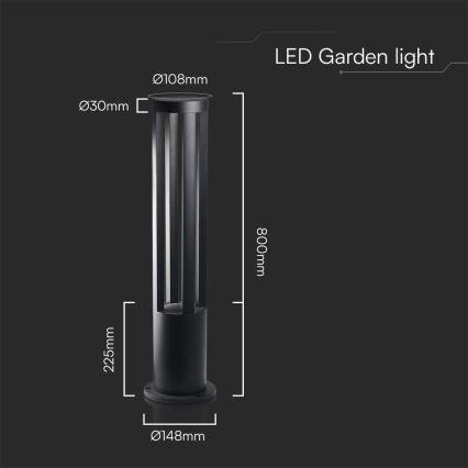 LED Зовнішній світильник LED/10W/230V 3000K IP65 80 см чорний