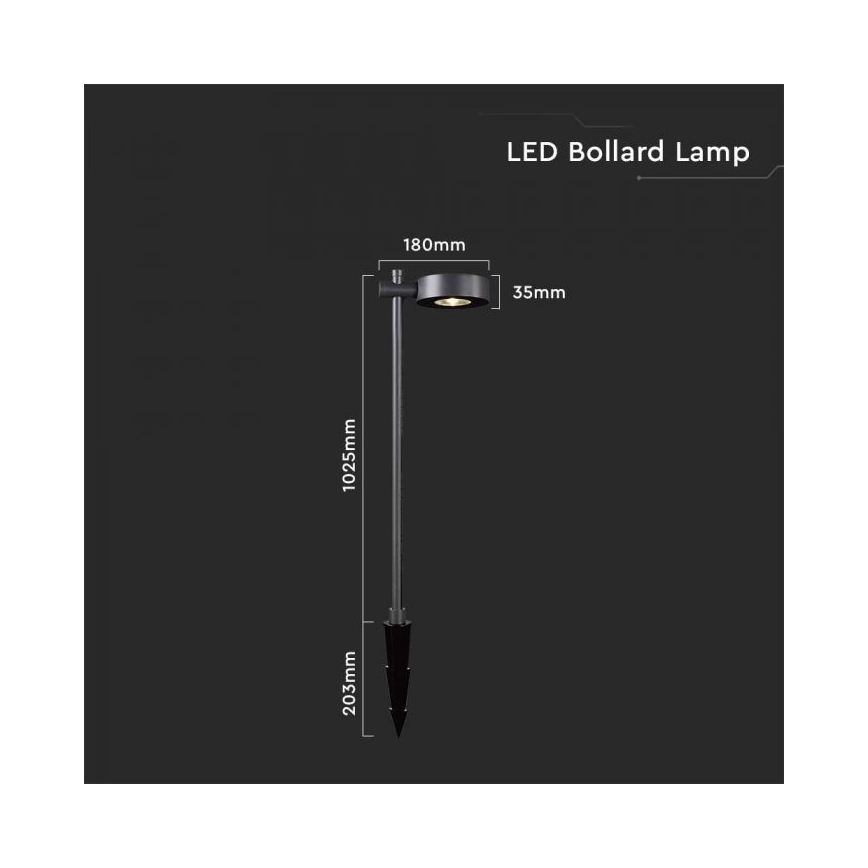 LED зовнішній світильник LED/7W/230V 3000K IP65 чорний 102 cm
