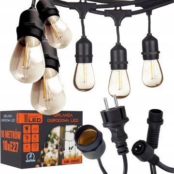 LED зовнішня декоративна гірлянда 10xE27/1W/230V 10,94 m IP44 чорна
