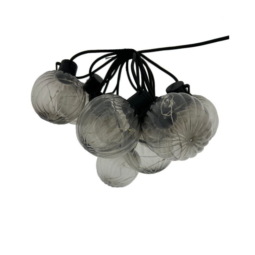 LED зовнішня декоративна гірлянда 10xLED/0,15W/230V 6,8 m IP44 чорна/димчаста