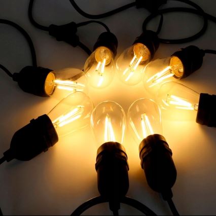 LED зовнішня декоративна гірлянда 20xE27/1W/230V 20,94 m IP44 чорна