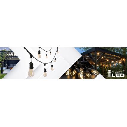 LED зовнішня декоративна гірлянда 20xE27/1W/230V 20,94 m IP44 чорна