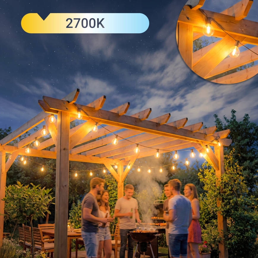 LED зовнішня декоративна гірлянда 36xE12/1W/230V 22,35 m IP65 чорна