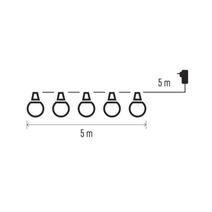 LED зовнішня декоративна гірлянда 50xLED/10m IP44 прозора