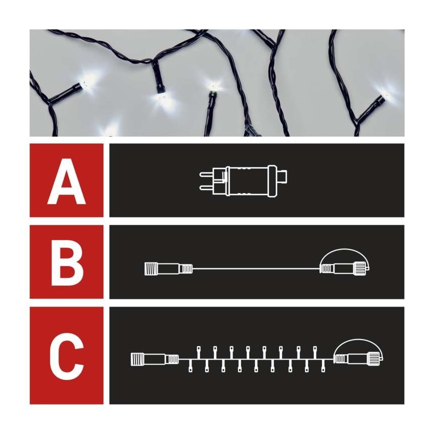 LED зовнішня гірлянда 100xLED/15m IP44 холодне біле світло
