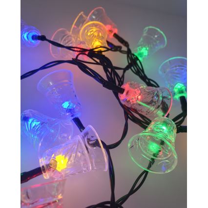 LED зовнішня гірлянда 20xLED/2xAA 2,2 m IP44 багатоколірні дзвіночки