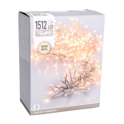 LED Зовнішня різдвяна гірлянда 1512xLED/230V/8 функцій 14 m IP44 теплий білий