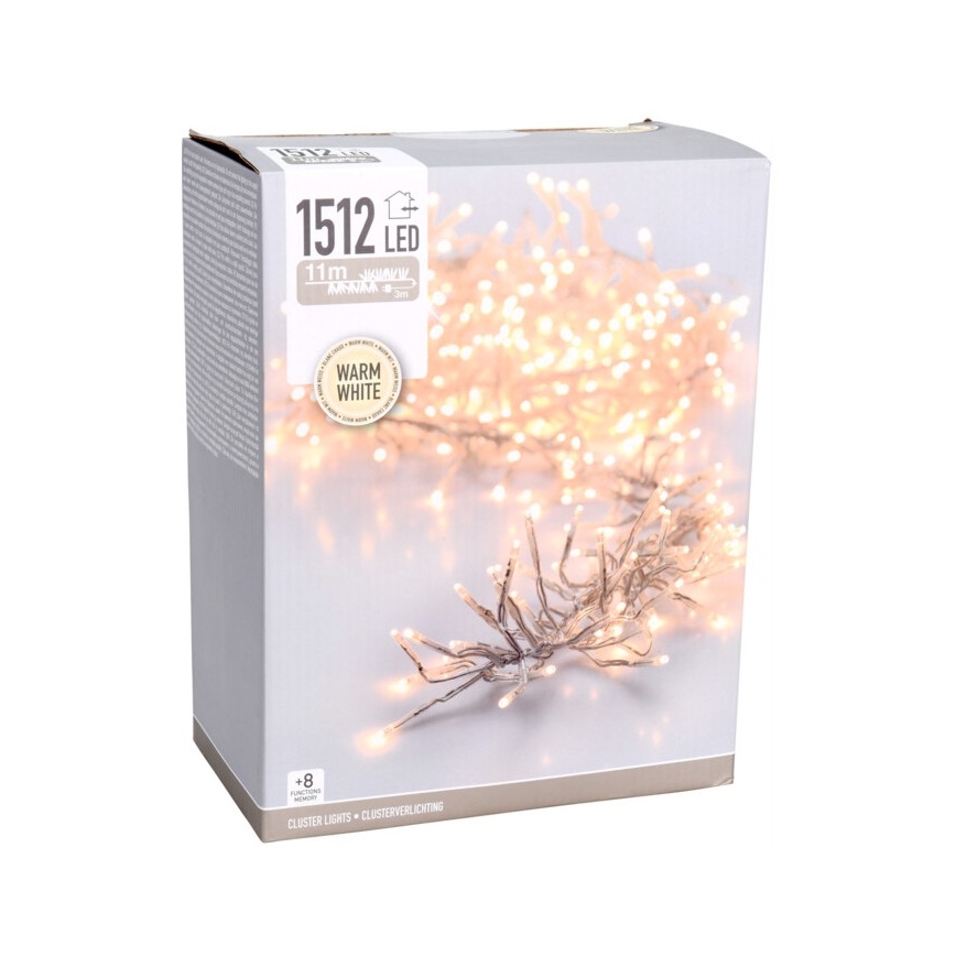 LED Зовнішня різдвяна гірлянда 1512xLED/230V/8 функцій 14 m IP44 теплий білий