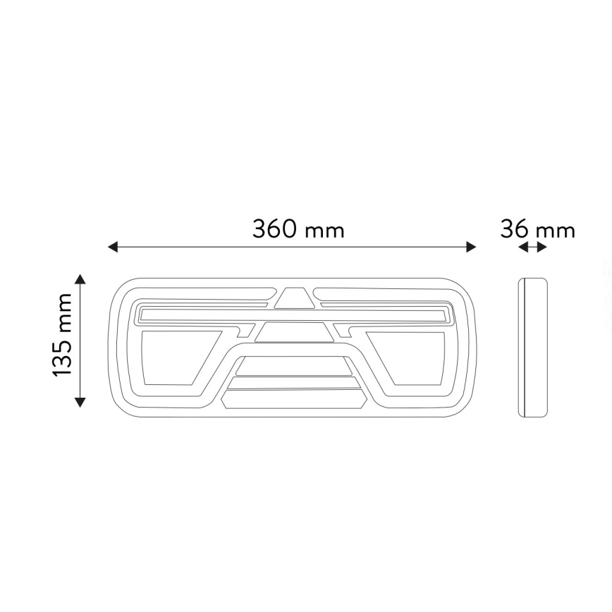 LED Комбіноване світло з динамічним миготливим сигналом LED/10-30V IP67 правий