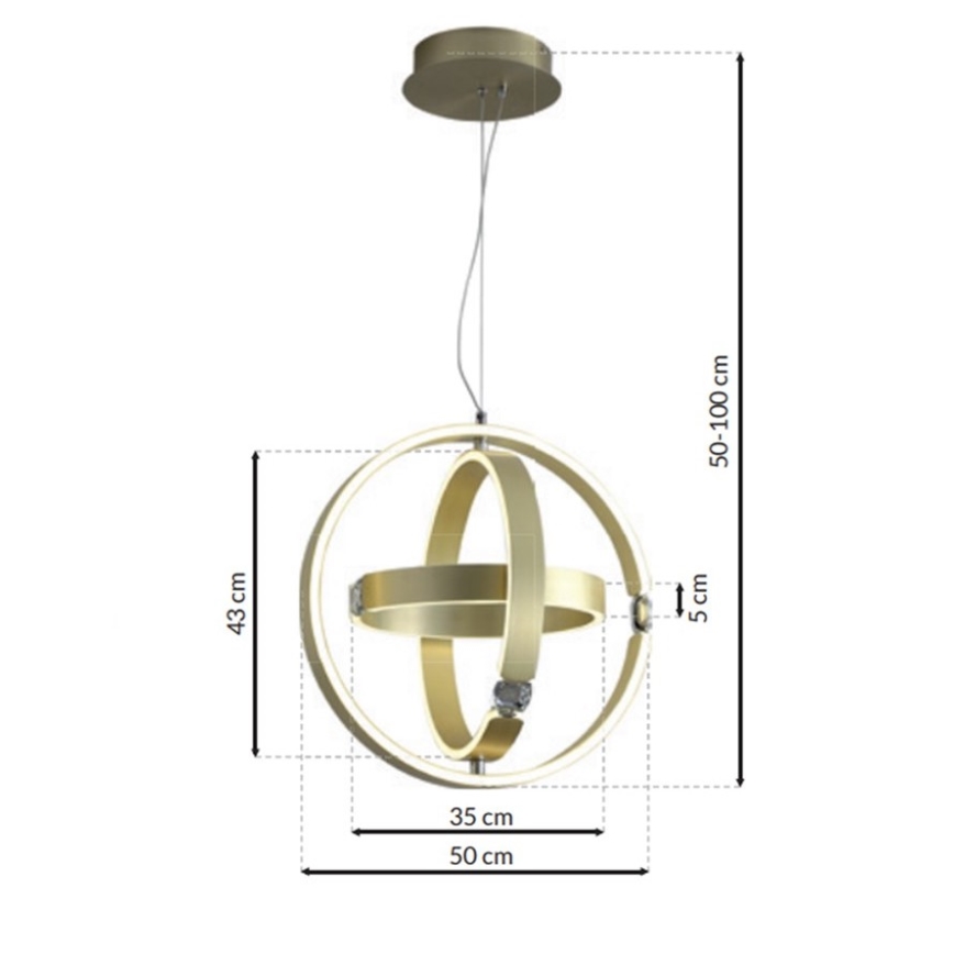 LED Кришталева підвісна люстра SIRIUS LED/80W/230V