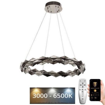 LED Кришталева підвісна люстра з регулюванням яскравості LED/40W/230V 3000-6500K глянцевий хром + пульт дистанційного керування