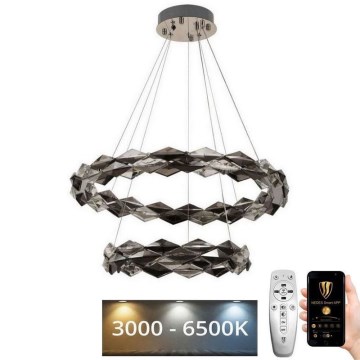 LED Кришталева підвісна люстра з регулюванням яскравості LED/65W/230V 3000-6500K глянцевий хром + пульт дистанційного керування