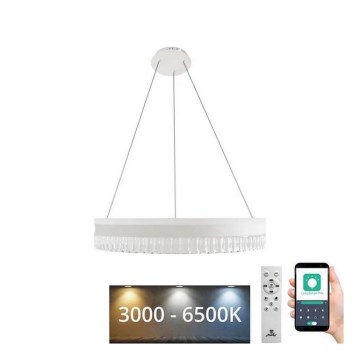LED Кришталева підвісна люстра з регулюванням яскравості LED/80W/230V 3000-6500K білий + пульт дистанційного керування