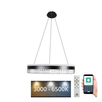 LED Кришталева підвісна люстра з регулюванням яскравості LED/80W/230V 3000-6500K чорний + пульт дистанційного керування