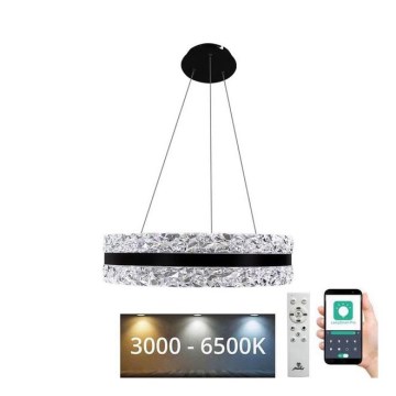 LED Кришталева підвісна люстра з регулюванням яскравості LED/80W/230V 3000-6500K чорний + пульт дистанційного керування