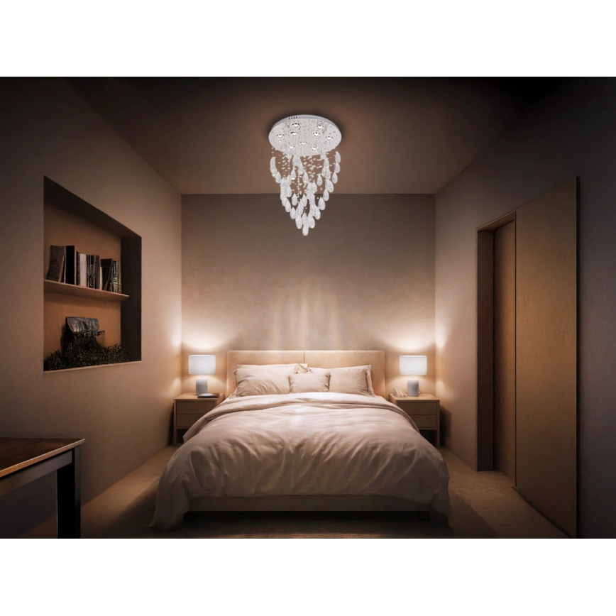 LED кришталева стельова люстра MAJURO LED/30W/230V Ø 45 см, глянцевий хром + пульт дистанційного керування
